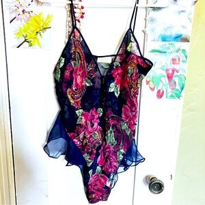 Floral Print Women's Intimate Bodysuit